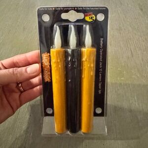 Spooky Lights‎ Halloween LED Jack-O'-Lantern Taper Candles 3-Pack NIB